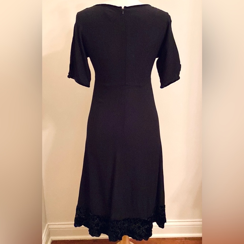 J. Jill Black Floral SZ 4 Velvet Trim Whimsigoth Romantic Bohemian Party Dress - Picture 7 of 11